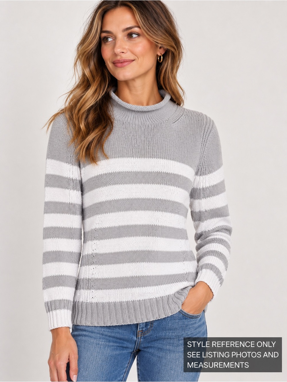 J.Crew Always Women’s Rollneck Fisherman Striped Cotton Sweater L